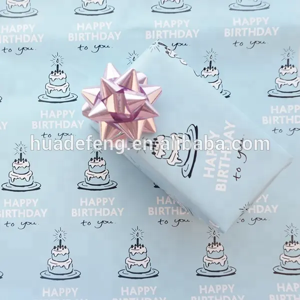 Huadefeng 70g 80gsm Offset Paper Material Birthday Gift Wrapping Paper