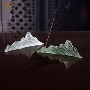 アジアの禅ライフクリスタル手作りクラフトガラスデスクティーテーブル装飾アクセサリーマウテンラック香ホルダー