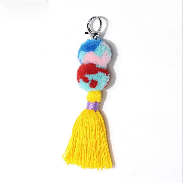 Direto da fábrica por atacado lojas de varejo colorido borla promocional keychain, corrente chave charme saco handmade pompom