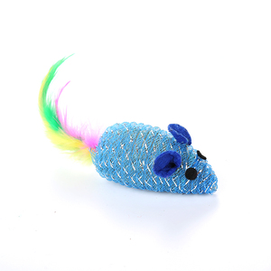 Toptan güzel tasarım fare şekilli pet kedi oyuncak tüy ile - Product Image 3