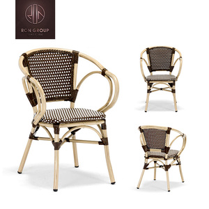 Nouveau meubles de style français pour restaurant, café, jardin, empilables, en aluminium, en rotin PE, <span class=keywords><strong>chaise</strong></span> de <span class=keywords><strong>bistrot</strong></span> français, <span class=keywords><strong>chaise</strong></span> d'extérieur - Product Image 3