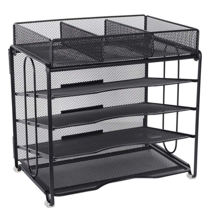 New Design Black Metal Mesh Desk Organizer with Drawer