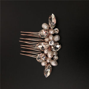 Semplice perla <span class=keywords><strong>d</strong></span>'acqua dolce dei capelli della sposa accessori di strass copricapo da sposa in <span class=keywords><strong>oro</strong></span> dei capelli del metallo pettini - Product Image 3