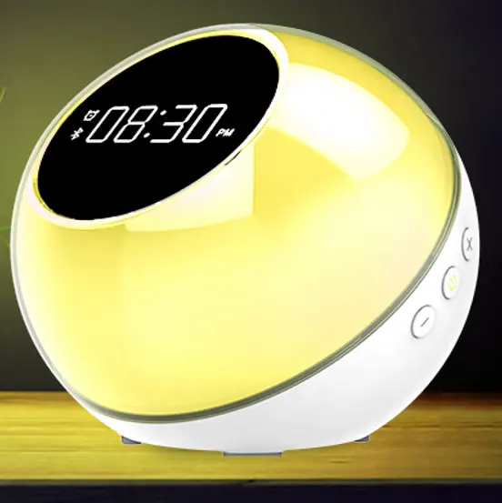 2000mAh Sunrise Wake Up Lamp Night Light With Alarm Clock Decorative Led Color Without BT Speaker And Projector
