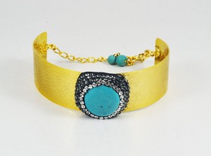 Brazalete de oro de filigrana hecho a mano, piedra preciosa rosa fucsia, joyería afgana de Metal turco ancho, brazalete caliente, Pulseras de Moda - Product Image 2