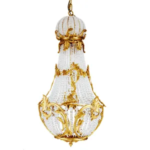 large European italy Empire luxury basket shape wrap with crystal bears copper chandeliers for church hotel classical home decor