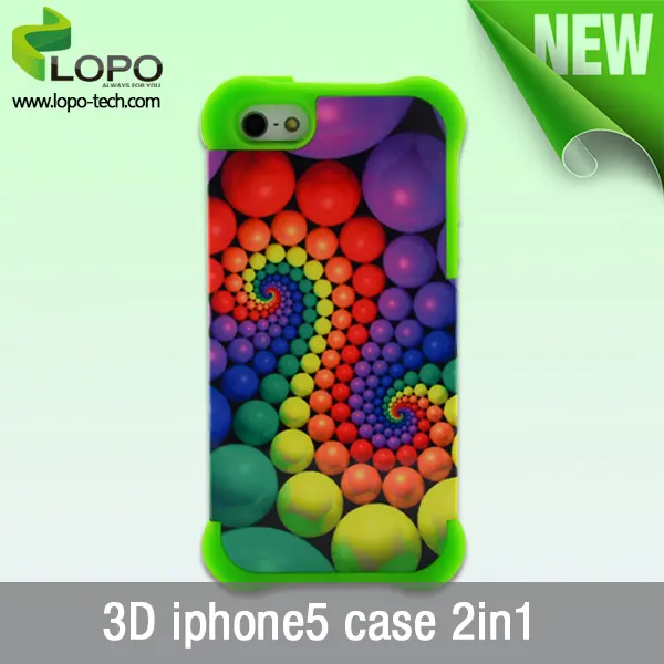 3d 2in1 étui pour iphone 5( 2in1 design, 6 couleur disponible, livraison rapide)