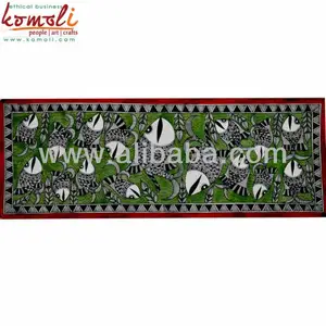 Indiase Folk Art Abstract Madhubani Vis Motief Schilderijen