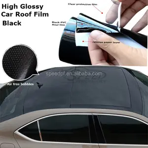 Yüksek parlak siyah PVC yapıştırıcı koruma panoramik çatı Sticker araba Sunroof filmi