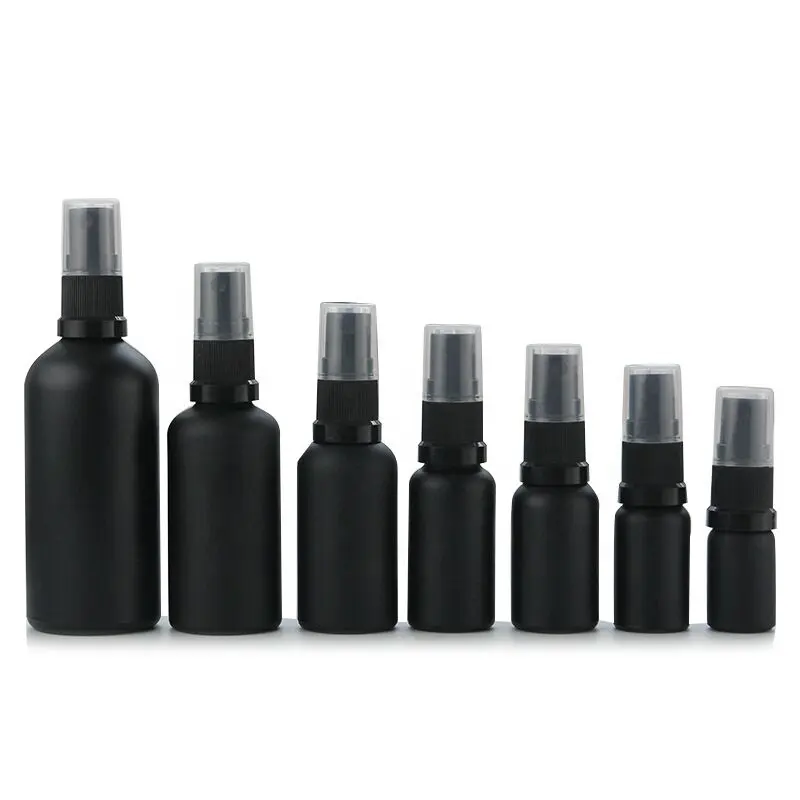 Frasco spray de vidro para óleo essencial, frasco spray de vidro preto para perfume com névoa 5ml 10ml 15ml 20ml 30ml 50ml 100ml