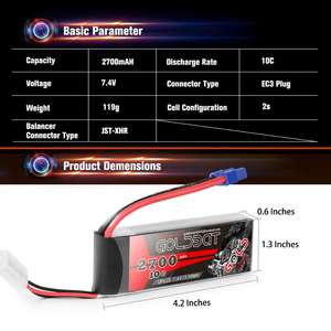 Werkseitig 7,4 V RC Hubschrauber Li Ionen Batterie 10C <span class=keywords><strong>2700mAh</strong></span> Lipo Batterie mit langer Akkulaufzeit - Product Image 5