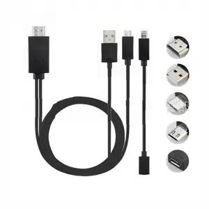 2 IN 1 5 pin 11 pin mikro USB ke HDMI kabel video HDTV HD adaptor TV untuk Samsung Galaxy HTC LG Android ponsel