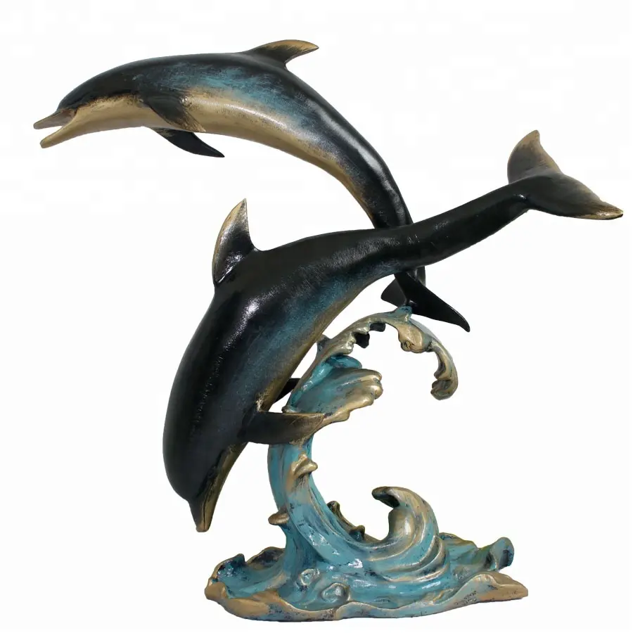 Adornos de escultura de delfín de aluminio true life, uso para decoración de jardín