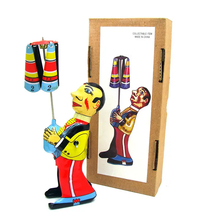 Vintage Tin Robot Mainan Vintage Gaya Tin Mainan Rolling Payung Pria untuk Hadiah