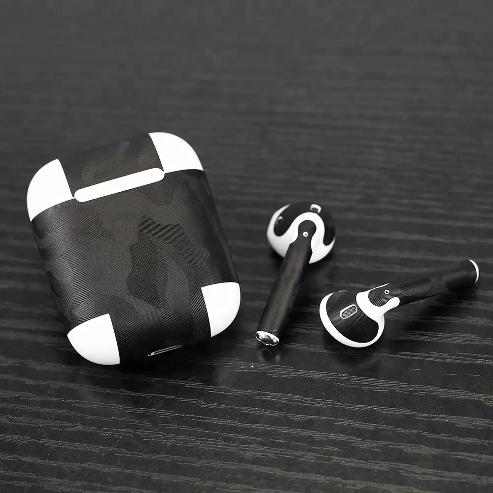 Nieuwe Headset Accessoires Micro-Oortelefoon High End 3M Vinyl Zwart Camouflage 3D Textuur Skins Stickers Voor Air Pods decals