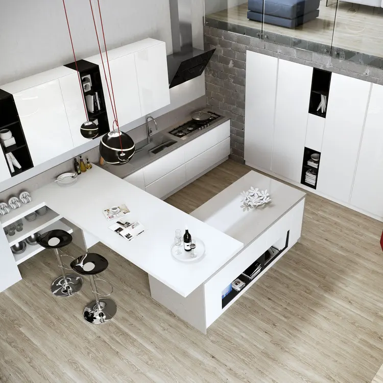 Black white new design modular kitchen furniture with modern mini bar