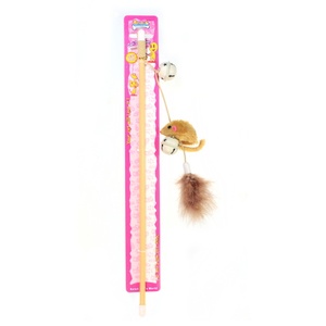Muestra gratis, pluma de pájaro volador, palo de plástico, juguete interactivo para gatos, Teaser Dangler con anillos de cascabel - Product Image 3