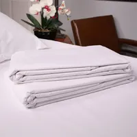 ขายส่ง200TC ราคาถูกสีขาวโพลีเอสเตอร์ผ้าฝ้ายแผ่นเตียงแบน