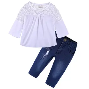 baby girls top design soft jeans spring boutique clothing