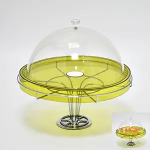 Yellow Large Rotated Acrylic Snack Serving Platter with Lid