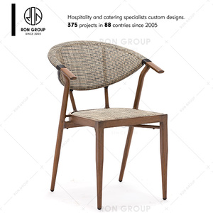 Outdoor Waterproof Stacking Furniture Garden <strong>Bamboo</strong> <strong>Table</strong> and Chair Aluminum Arm Wicker Rattan Restaurant Dining Outdoor Chair - Product Image 1