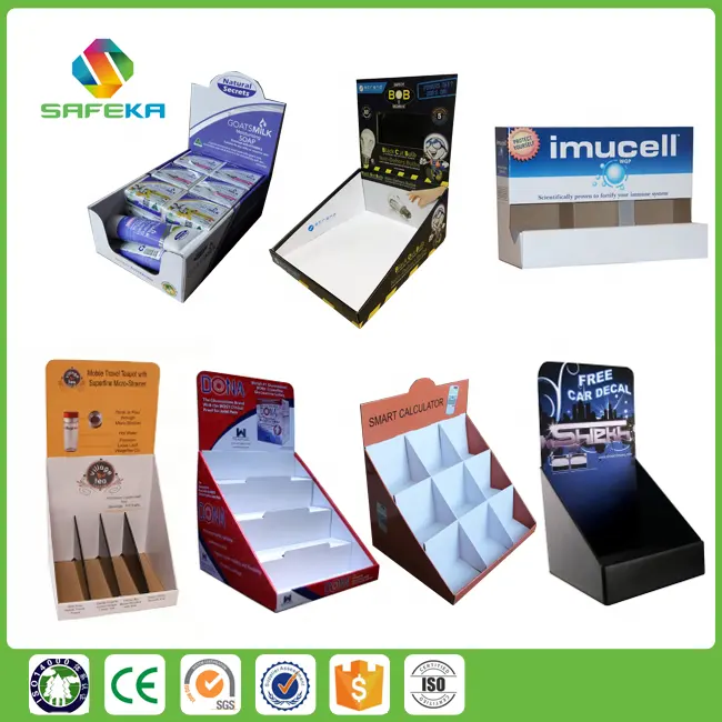 Portable retail display box custom cosmetic cardboard counter units cardboard makeup display