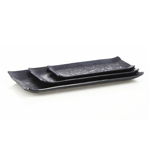 Rectangle plastic serving platter melamine sushi plates black japanese restaurant plates wholesale