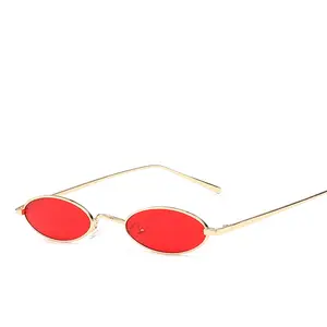 Тонкие винтажные маленькие овальные солнцезащитные очки в металлической оправе карамельных цветов