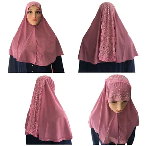 Strass Hijab Groothandel Nieuwe Model 2021 Islamitische Dubai Vrouwen Hijaabs 100% Nieuwe Effen Kleur Alle-Seizoen JRJX-17601 Mix Kleuren 60Pcs