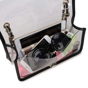 Custom Fashion <strong>Clear</strong> PVC Ladies <strong>Handbag</strong> with Zipper Closure Cross Body Shoulder Bag for Women Girls and Metal Chain - Product Image 5