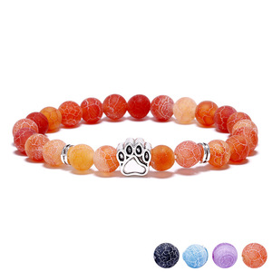 <span class=keywords><strong>Bracelet</strong></span> en pierre naturelle coloré à motif de patte de chien et de fossiles de vent, style mode - Product Image 2