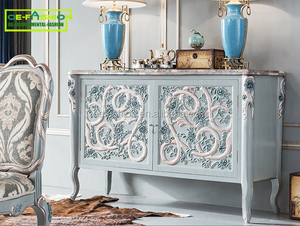 Antique French <strong>Retro</strong> Living Room Houseware Wooden Wine <strong>Cabinet</strong> with Glass - Product Image 6