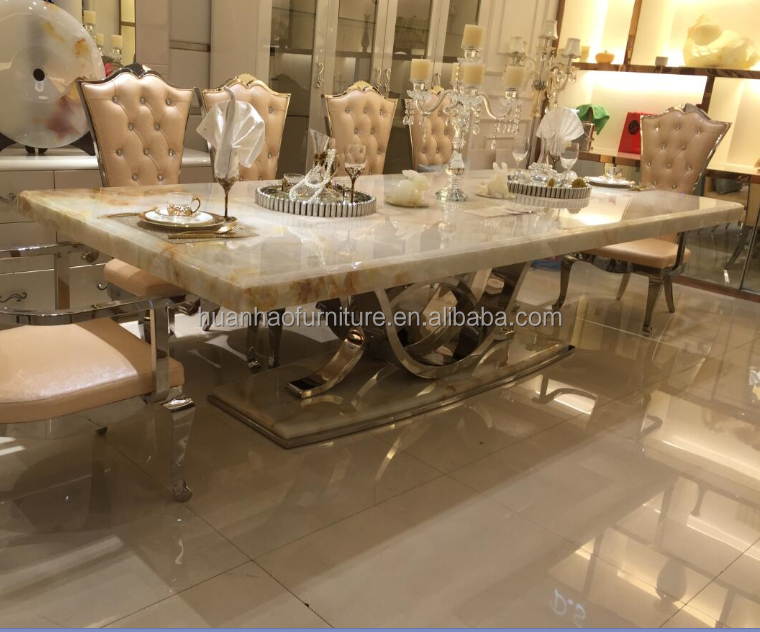 モダンで豪華な大理石のダイニングテーブルセット8人掛け