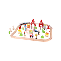 Set-55pcs de tren de madera para niños, juguete de madera, descuento fijo, 15%