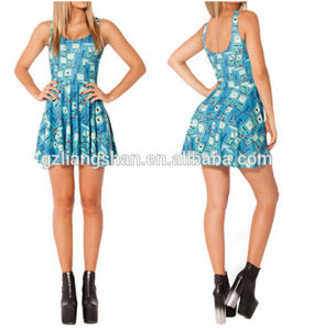 OEM nuevas mujeres atractivas Galaxy vestido de <span class=keywords><strong>la</strong></span> historieta <span class=keywords><strong>SKATER</strong></span> vestido caliente, 3D mini vestido sin mangas - Product Image 5