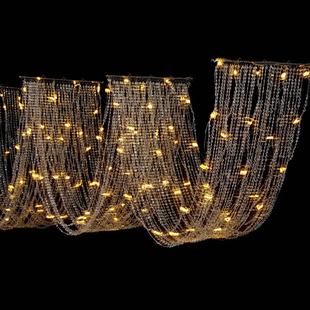 Luz LED de techo de lujo para decoración, cadena de luces de boda con cuentas redondas, cortina de Navidad