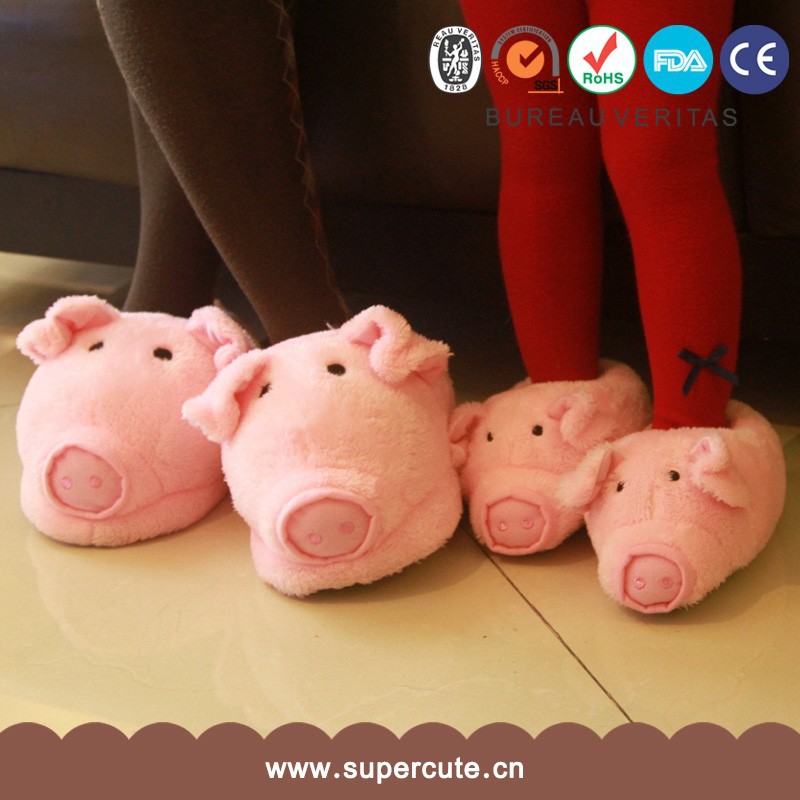 уникальный творческий милый розовый поросенок формы родителей- ребенка крытый зимний тапочки обувь