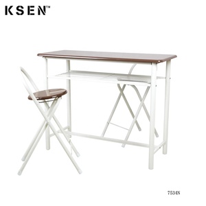 Counter Height Small <strong>Space</strong> <strong>Saving</strong> 3 Pcs Breakfast <strong>Dining</strong> <strong>Table</strong> Set with 2 Folding <strong>Chairs</strong> Kitchen Room KC-7534N - Product Image 2