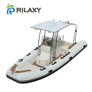 Rialxy Kapal Tiup Rakit Kaku 19ft 5.8M, Kapal Tiup RIB580A dengan Tabung Kain Corca 828 dan Tabung Kain S316L Baja Tahan Karat T-top