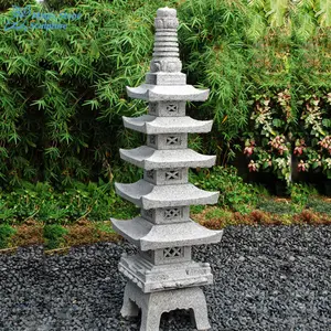 Lanterne de pagode japonaise sculptée en granit de pierre décorative blanche pour jardin jardin parc