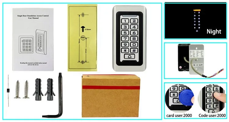 Standalone waterproof rfid metal single door keypad rfid access control system with alarm