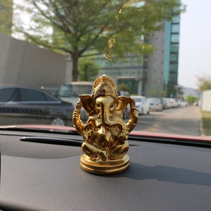 4.72 Inch High Hand Painting Poly Stone <strong>Gold</strong> Color Indian God Ganesha <strong>Statue</strong> for Car Decor Hindu Lord Ganesh <strong>Statue</strong> - Product Image 5