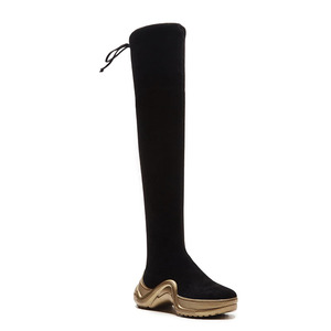WETKISS Nuovo Arrivo Slip On Sopra Il Ginocchio Stivali Piattaforma Rotonda Tratto Pianeggiante di Inverno Stivali Scarpe Donna Lace Up Pelle Scamosciata Coscia stivali alti - Product Image 1