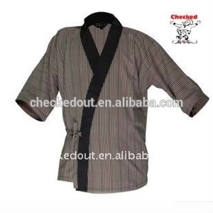 Venta caliente estilo de <span class=keywords><strong>la</strong></span> moda media <span class=keywords><strong>manga</strong></span> de <span class=keywords><strong>la</strong></span> raya japonés chef chaqueta <span class=keywords><strong>restaurante</strong></span> cocina cocinero uniforme - Product Image 4