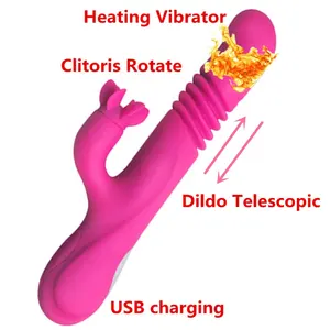 Vibromasseurs gode extensibles chauffables à 10 vitesses USB Rechargeable clitoris rotation course sexe machine vibrateur point G pour les femmes lesbiennes