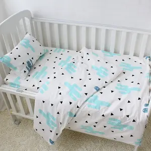 custom fashion design cartoon babi crib cotton fabric home nursery baby bedding set luxury bed sheet
