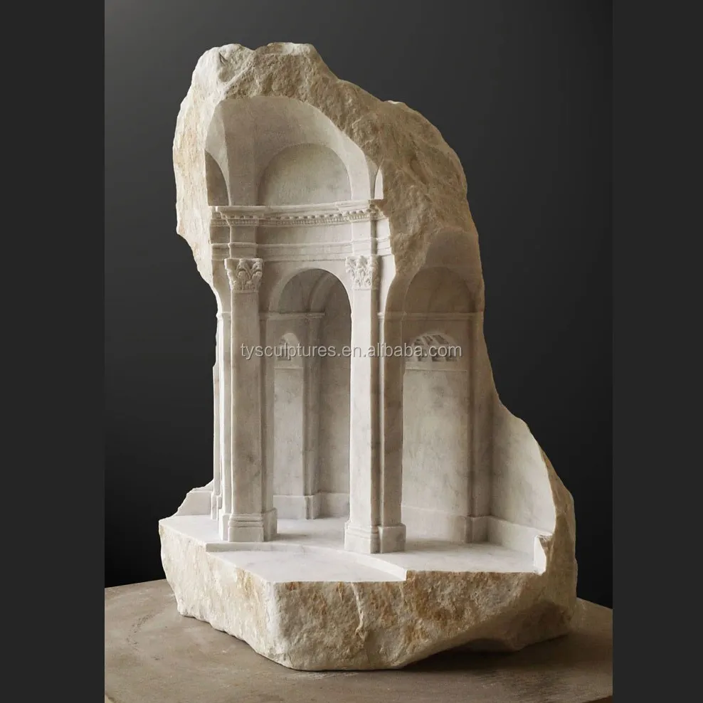 Каменная скульптура, миниатюрные декоративные колонны и колонны из белого мрамора