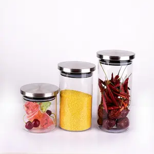 500ミリリットル900ミリリットル1200ミリリットルHot Sale Borosilicate Glass Storage Jar With Stainless Steel蓋