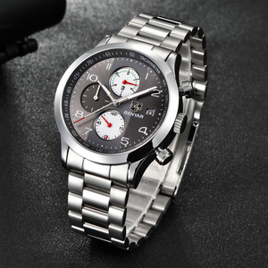 Orologio da <span class=keywords><strong>uomo</strong></span> al quarzo WJ-7654 BENYAR BY-5133M con cinturino in <span class=keywords><strong>acciaio</strong></span>, tre piccoli quadranti e lancette, impermeabile. - Product Image 1