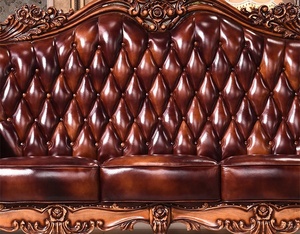 Nuovo Fatto A Mano Scultura Antico di Lusso Puro Divano <span class=keywords><strong>In</strong></span> <span class=keywords><strong>Pelle</strong></span> Set Raffinato Carve Europeo Divano di Legno - Product Image 4